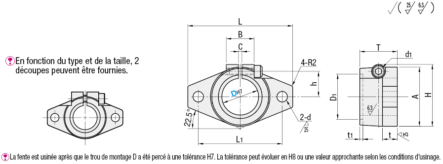 Supports d'arbre - À embase, avec fente (moulage de précision):Affichage d'image associés