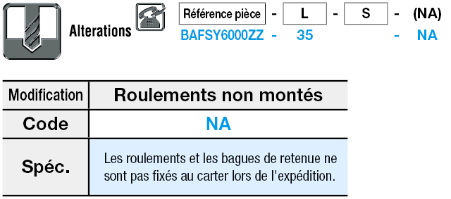 Longueur configurable, roulements doubles avec avant-trou, sans retenue:Affichage d'image associés