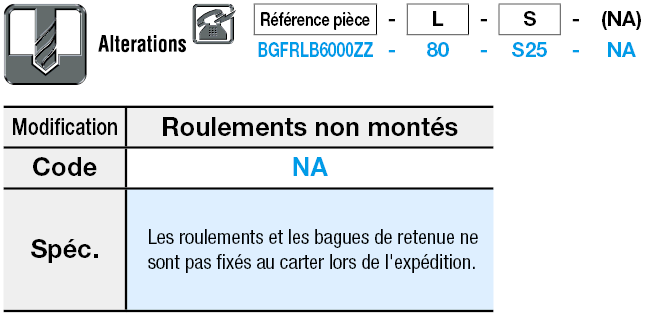 Roulements et carters - Longueur configurable, longs, roulements doubles, sans retenue:Affichage d'image associés