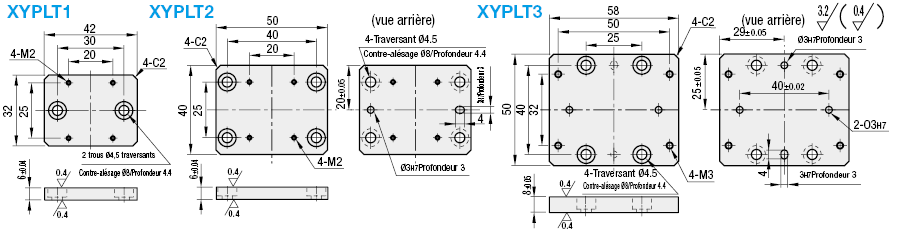 Plaques de réglage pour table en XY:Affichage d'image associés