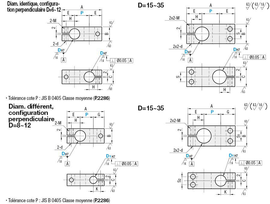 Configuration perpendiculaire, diamètre identique, pas configurable:Affichage d'image associés