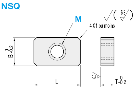 Écrous rectangulaires - Avec trou taraudé:Affichage d'image associés