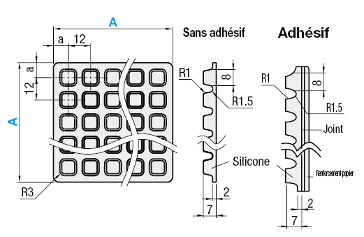Plaques de gel antivibrations - Sans adhésif:Affichage d'image associés