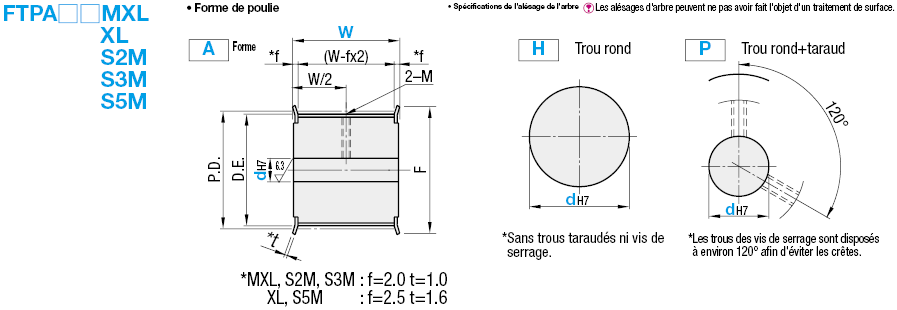 Poulies synchrones - Largeur configurable, MXL/XL/S2M/S3M/S5M:Affichage d'image associés