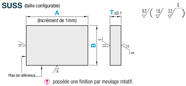 Plaque en acier eq. 1.4301 - 1 Dimension configurable:Affichage d'image associés