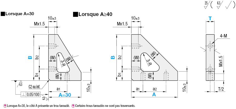 Goussets allégé - Trou taraudé:Affichage d'image associés