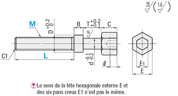 Vis de réglage tire-pousse tête hexagonal:Affichage d'image associés