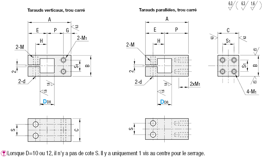 Support à pince pour colonne carré - Montage latéral:Affichage d'image associés