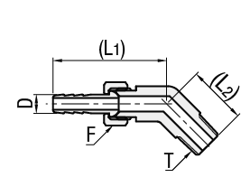 Raccords pour flexibles - Coude à 45°, filetage/crénelage:Affichage d'image associés
