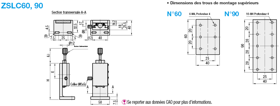 Table axe Z - Haute précision - Pas de 4.2mm - Rainure à queue d'aronde:Affichage d'image associés