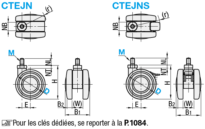 Roulette Nylon double roue tige filetée:Affichage d'image associés