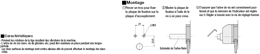 Plaque de bridage pour indicateur de position compact avec levier et roulement:Affichage d'image associés
