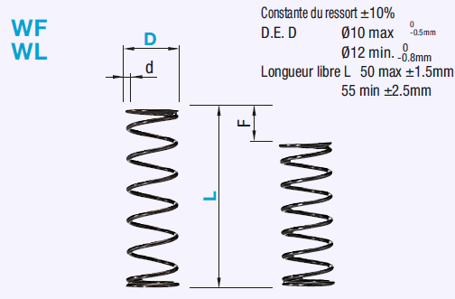 Ressorts hélicoïdaux ronds/déflection 40-45% - dia. ext. référencé:Affichage d'image associés