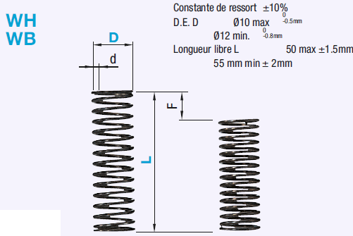 Ressorts hélicoïdaux ronds/déflection 25-30% - dia. ext. référencé:Affichage d'image associés