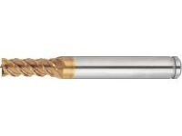 AS Coated Powdered High-Speed Steel Square End Mill, 4-Flute, 50° Spiral, Short, with Nicked Peripheral Cutting Edge