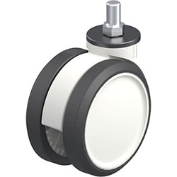 Roulette jumelée pivotante en matière synthétique, série LKDG-PUA