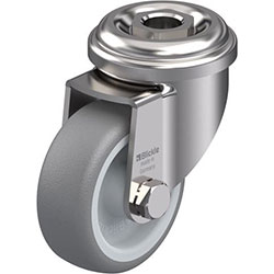 Roulette d’appareil pivotante en acier inox à trou central, série LRXA-TPA