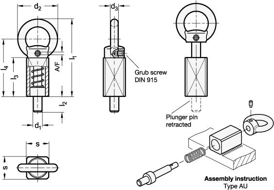 Doigts d’indexage en acier inoxydable, amovibles