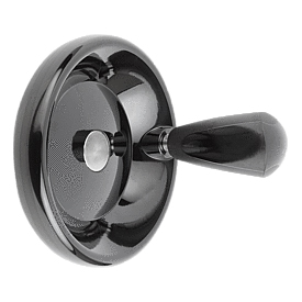 Volant plein avec poignée tournante, insert en Inox, Forme D, pré-percé (06287)