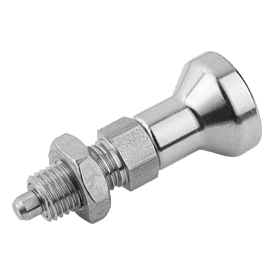 Doigt d'indexage en inox avec bouton de manœuvre en inox et contre-écrou (03089)