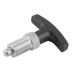 Doigt d'indexage en acier ou en inox avec poignée en T en plastique (03090)