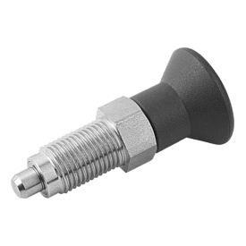 Doigt d'indexage premium en acier ou en inox avec bouton de manœuvre en plastique et doigt d'arrêt cylindrique (03089)