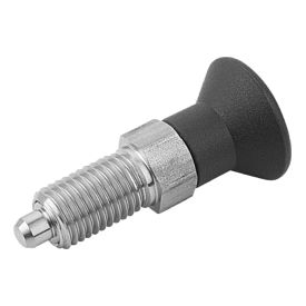 Doigt d'indexage en acier ou en inox avec bouton de manœuvre en plastique (03089)