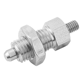 Doigt d'indexage en acier ou en inox avec doigt fileté et contre-écrou (03092)