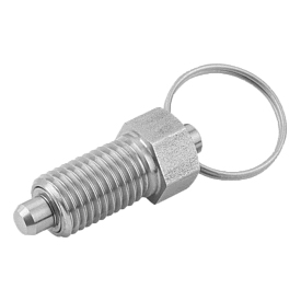 Doigt d'indexage en acier ou en inox avec anneau de traction en inox (03092)