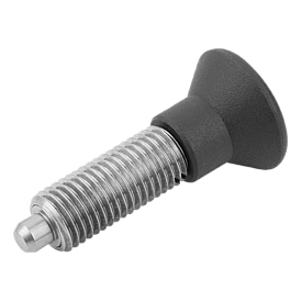 Doigt d'indexage en acier ou en inox sans embase avec bouton de manœuvre en plastique (03093)