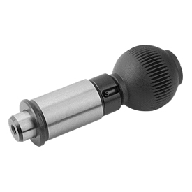 Doigt d'indexage de précision en acier avec boule de préhension en plastique, doigt d'arrêt cylindrique et encoche d'arrêt (03186)
