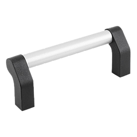 Poignées tubulaires en aluminium coudées avec embout en plastique (06956)