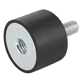 Tampon caoutchouc en acier ou inox de type B cylindrique avec taraudage et filetage (26102)