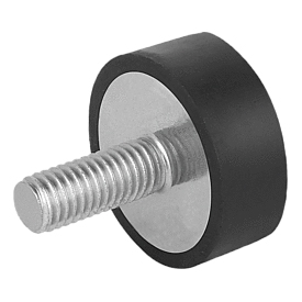 Tampon caoutchouc en acier ou inox de type D cylindrique avec filetage (26106)