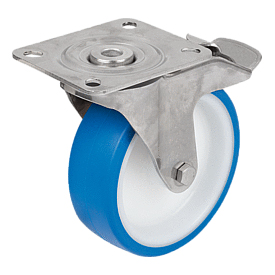 Roulette pivotante en Inox avec stop fix pour locaux sanitaires (95046-01)
