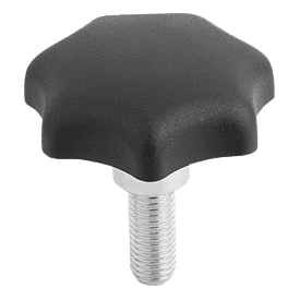 Bouton étoile, Forme L, avec insert acier saillant avec filetage (06210)