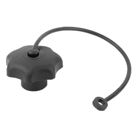 Bouton étoile avec attache de sécurité similaire à DIN 6336, taraudage, Forme KS (06220)