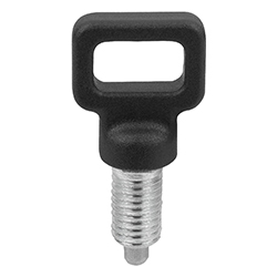 Doigt d'indexage en acier ou en inox avec poignée à œillet en plastique, Forme A (03089-05)