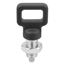 Doigt d'indexage en acier ou en inox avec poignée à œillet en plastique, Forme B (03089-05)