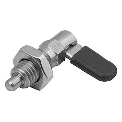 Doigts d'indexage verrouillables en inox avec butée, Forme D, avec capuchon de verrouillage, avec écrou (03099-22)