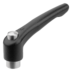 Manette indexable avec bouchon de protection avec taraudage, inserts en inox, à texture mate (06451)