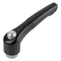 Manette indexable avec bouchon de protection avec taraudage, inserts en inox, satinée mate, pouces (06451)