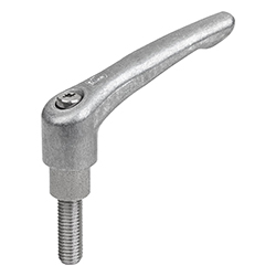 Manette indexable en zinc injecté haute pression avec filetage et collerette allongée, insert fileté en inox (06461)