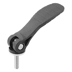 Leviers à serrage rapide réglables avec poignée en plastique et filetage, en acier ou inox, pouces (04233)