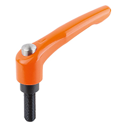 Manette indexable avec bouchon de protection avec tige filetée, pouces (06460)