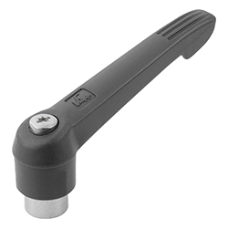 Manette indexable avec insert taraudé en Inox et poignée en plastique, pouces (06601)
