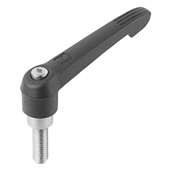 Manette indexable avec insert fileté en Inox et poignée en plastique, pouces (06611)