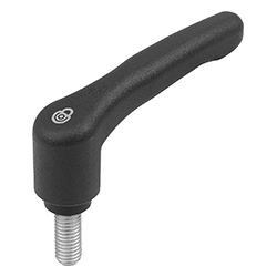 Manette indexable en plastique avec filetage et fonction de sécurité, pouces (06613-11)