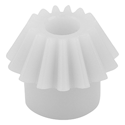 Engrenages coniques en plastique, rapport 1:2 traités par pulvérisation, denture droite, angle de pression 20° (22432)