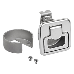 Fermetures à déclic en inox avec raccord de câble Bowden et poignée, escamotables, Forme B (05596-06)